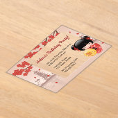 Red Sakura Transparant Venster Verjaardagsfeest Acryl Uitnodigingen (Laagn)