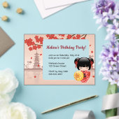 Red Sakura Transparant Venster Verjaardagsfeest Acryl Uitnodigingen (Insitu (Huwelijk))