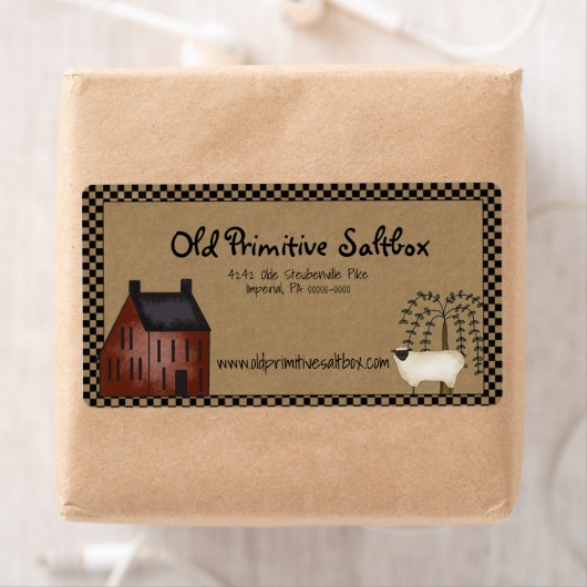 Red Saltbox House en Sheep Editable Shipping Label (Insitu)