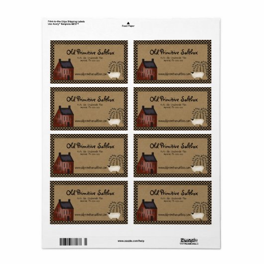 Red Saltbox House en Sheep Editable Shipping Label (Full Sheet)