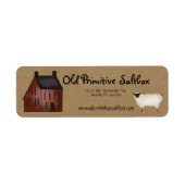 Red Saltbox House en Sheep Editable Shipping Label (Voorkant)