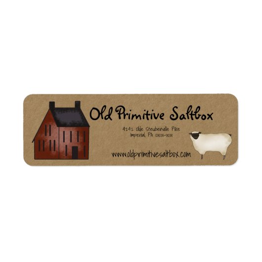 Red Saltbox House en Sheep Editable Shipping Label (Voorkant)