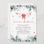 Red Santa Babies Twins Kerst Baby shower Kaart (Voorkant)