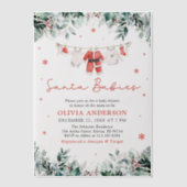 Red Santa Babies Twins Kerst Baby shower Vellum Uitnodigingen (Voorkant)