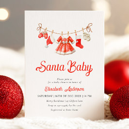 Red Santa Baby Baby Shower Invitation Kaart