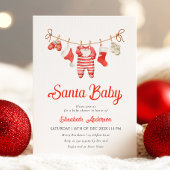 Red Santa Baby Baby Shower Invitation Kaart
