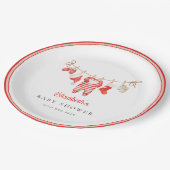 Red Santa Baby Baby Shower Papieren Bordje (Gekanteld)