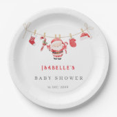 Red Santa Baby Baby Shower Papieren Bordje (Voorkant)
