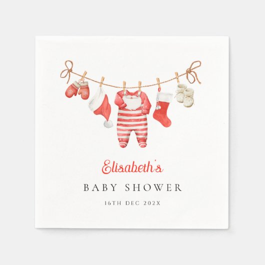 Red Santa Baby Baby Shower Servet (Voorkant)