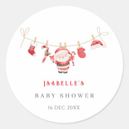 Red Santa Baby Christmas Baby Shower Stickers