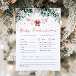 Red Santa Baby Christmas Baby Voorspellingsspel Kaart<br><div class="desc">Het Red Santa Gender Neutral Santa Baby Clothes Christmas Santa Baby Prediction Game voegt een heerlijke en feestelijke touch toe aan uw vakantie-baby shower! Met een charmant ontwerp met rode sneeuwvlokken, eucalyptusgroen en schattige op de kerstman geïnspireerde babykleding, nodigt dit spel gasten uit om leuke details over de baby te...</div>