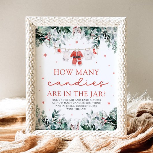 Red Santa Baby Raad eens hoeveel Snoepjes er Baby  Poster