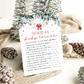 Red Santa Baby shower Holiday Baby Trivia Game Kaart