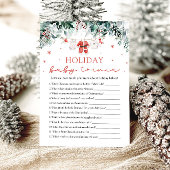 Red Santa Baby shower Holiday Baby Trivia Game Kaart