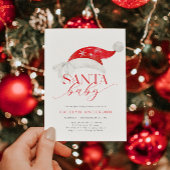 Red Santa Baby shower Invitation Kaart