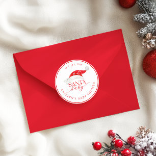 Red Santa Baby shower Ronde Sticker