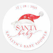 Red Santa Baby shower Ronde Sticker (Voorkant)