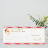 Red Santa Cheque Gift Voucher Card Kaart (Staand voorkant)