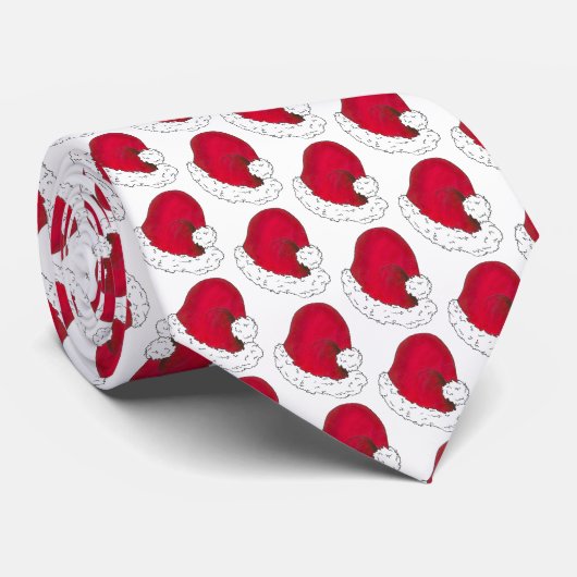 Red Santa Claus Pet Merry Kerstmis Holiday Stropdas (Opgerold)