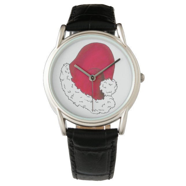 Red Santa Claus Pet Merry Kerstmis Horloge (Voorkant)