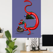 Red Santa Dragon Poster (Thuiskantoor)