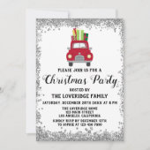 Red Santa Gifts Holiday Kerstfeest Silver Kaart (Voorkant)