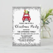 Red Santa Gifts Holiday Kerstfeest Silver Kaart (Staand voorkant)