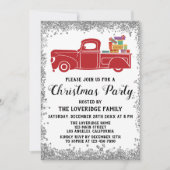 Red Santa Gifts Holiday Kerstfeest Silver Kaart (Voorkant)