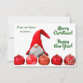 Red Santa Gnome kerstfotoplatkaart (Voorkant)