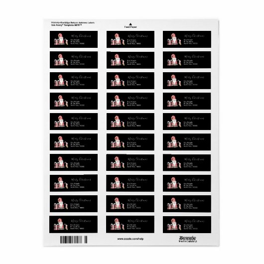 Red Santa Gnome met Stocking and Gift Package Etiket (Full Sheet)