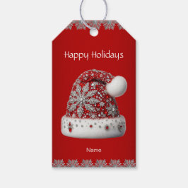 Red Santa Hat Christmas Holiday Gift Label Cadeaulabel