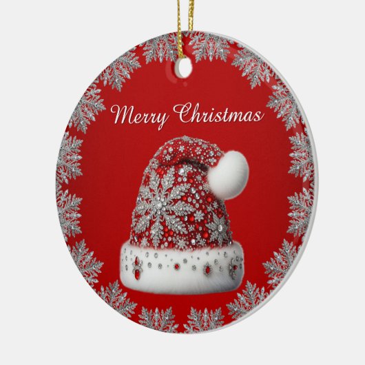 Red Santa Hat Christmas Holiday Ornament (Links)