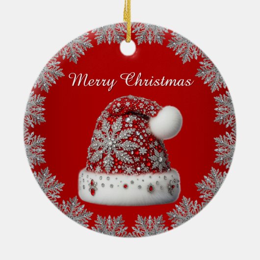 Red Santa Hat Christmas Holiday Ornament (Achterkant)