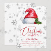 Red Santa hat Christmas Holiday Party Kaart (Voorkant / Achterkant)