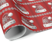 Red Santa Hat Christmas Holiday Wrapping Paper Cadeaupapier (Rol Hoek)