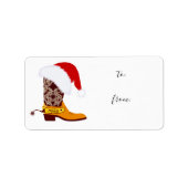 Red Santa Hat Cowboy Boot Gift Label Sticker (Voorkant)