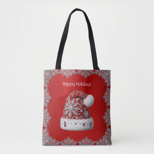 Red Santa Hat Holiday Canvas tas (Voorkant)