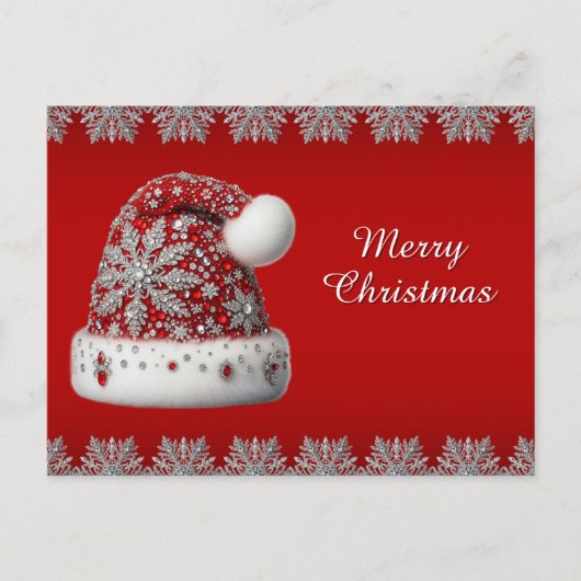 Red Santa Hat Holiday Christmas Briefkaart (Voorkant)