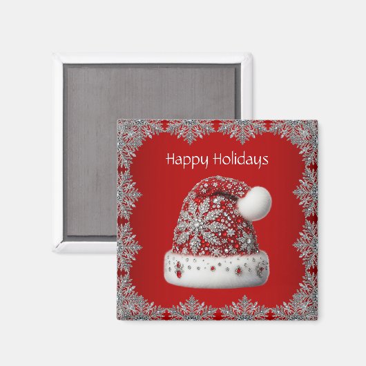 Red Santa Hat Holiday Magnet (Voorkant / Achterkant)