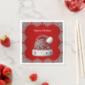 Red Santa Hat Holiday Napkin Servet (Insitu)