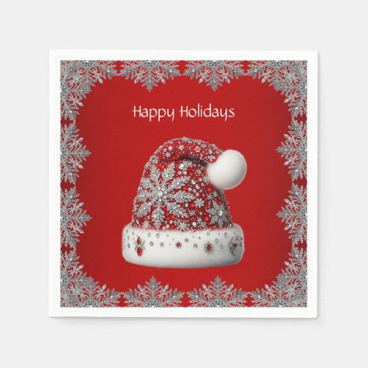 Red Santa Hat Holiday Napkin Servet (Voorkant)