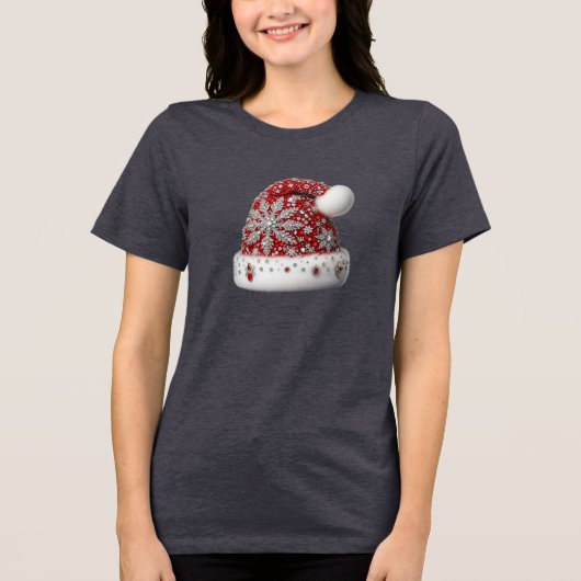 Red Santa Hat Holiday T-shirt voor dames (Voorkant)