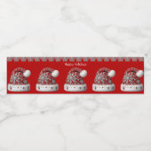 Red Santa Hat Holiday Waterfles Etiket (Enkel label)