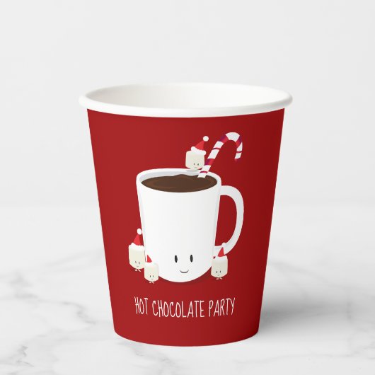 Red Santa Hat Hot Chocolate kerstparty Papieren Bekers (Voorkant)