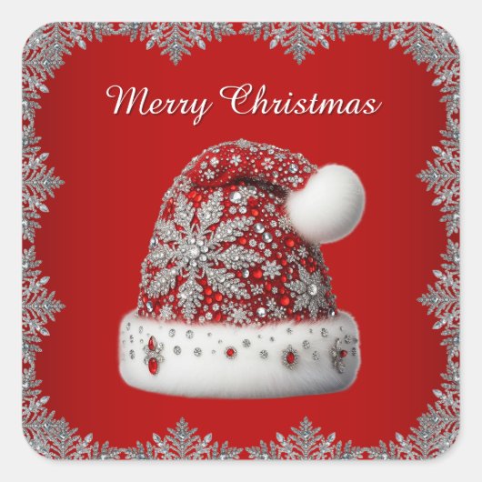Red Santa Hat Kerst sticker (Voorkant)