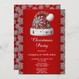 Red Santa Hat Kerstfeest Uitnodiging