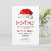 Red Santa Hat Kerstvakantie feestuitnodiging Feestdagenkaart (Staand voorkant)