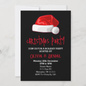 Red Santa Hat Kerstvakantie zwart Feestdagenkaart (Voorkant)