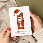 Red Santa Hat London Red Telephone Box Business Feestdagenkaart<br><div class="desc">Een wenskaart voor zakelijke vakanties met een illustratie van een Londense telefoonbox met een Santa Hat. prettige feestdagen "Rood" is geschreven in een speels rood lettertype boven jouw naam(s) in een strakke, eigentijdse tekst. Personaliseer uw begroeting, naam en bericht aan de achterzijde. Originele kunst en design van Annie Montgomery Design....</div>