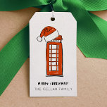 Red Santa Hat London telefooncel Cadeaulabel<br><div class="desc">Whimsical cadeau labels met een Londen Telephone Box illustratie bekroond met een Santa Hat. Maakt het hele seizoen lang vrolijke kerstcadeaus! Originele kunst en design van Annie Montgomery Design.</div>